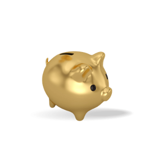 A golden piggy bank representing the 5% pet insurance discount offered by aha insurance.