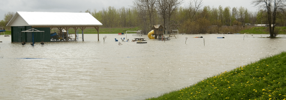 A flooded neighbourhood park.