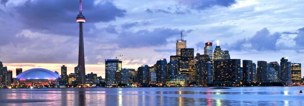 Toronto's skyline as soon from Lake Ontario.