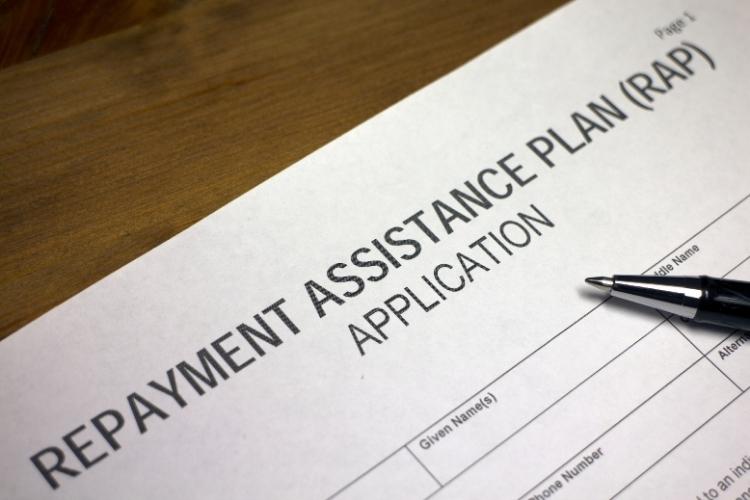 An application form for the Repayment Assistance Plan program in Canada.